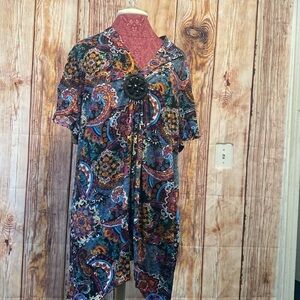 Women’s New Directions Bundle of two Multicolor Size 3x Paisley Asymmetric Tunic